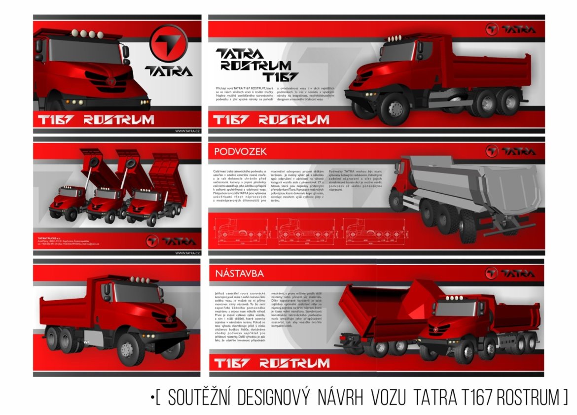 Designový návrh nové řady vozidel označené jako TATRA 167 Rostrum.